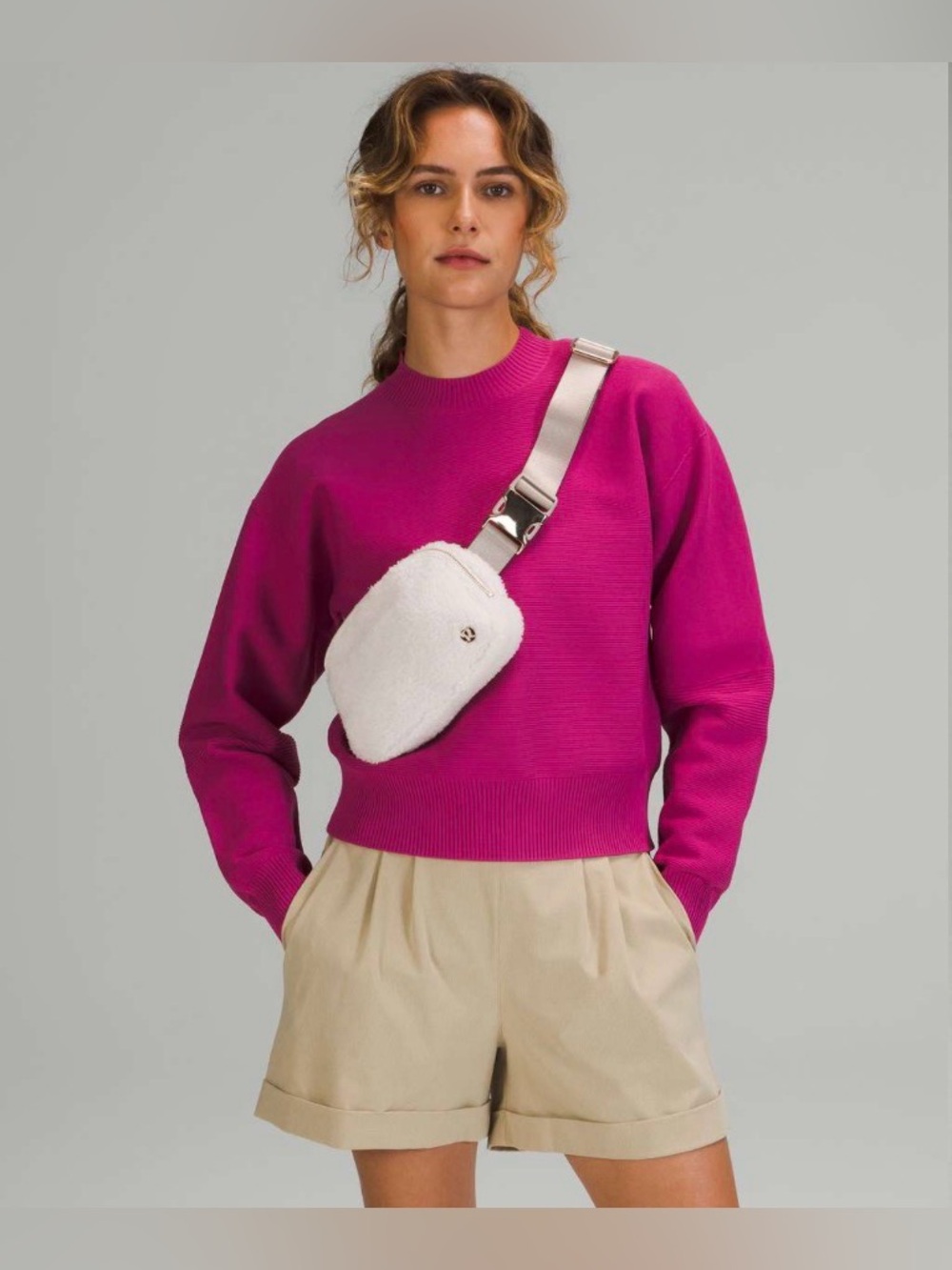 Lululemon Fleece Everywhere Belt Bag - Light Ivory/Gold Hardware